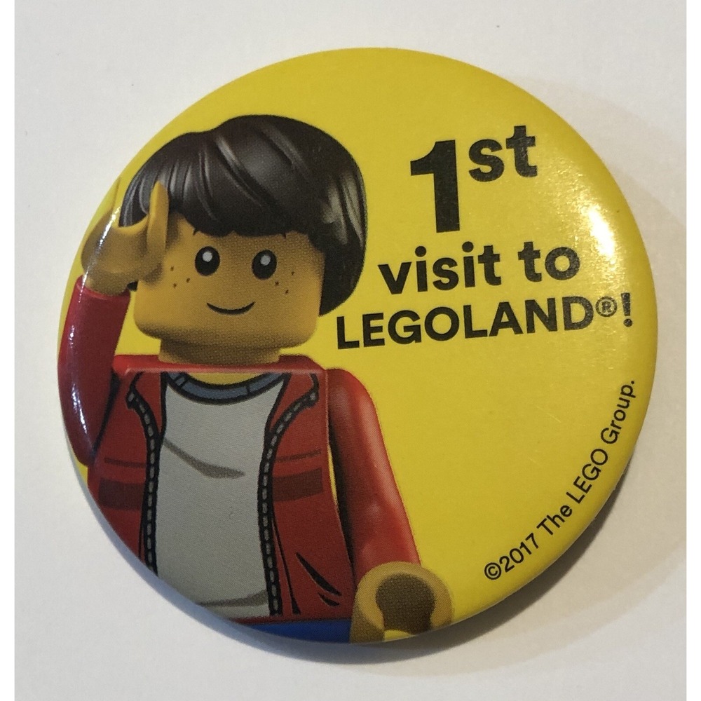1st Visit To Legoland Button Pin Lego Theme Amusement Park 2017 First Visit Lego